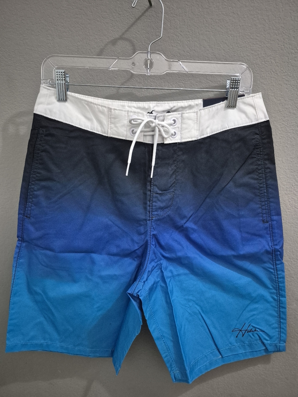 Hollister Blue Ombre Swim Board Shorts with White Waistband
